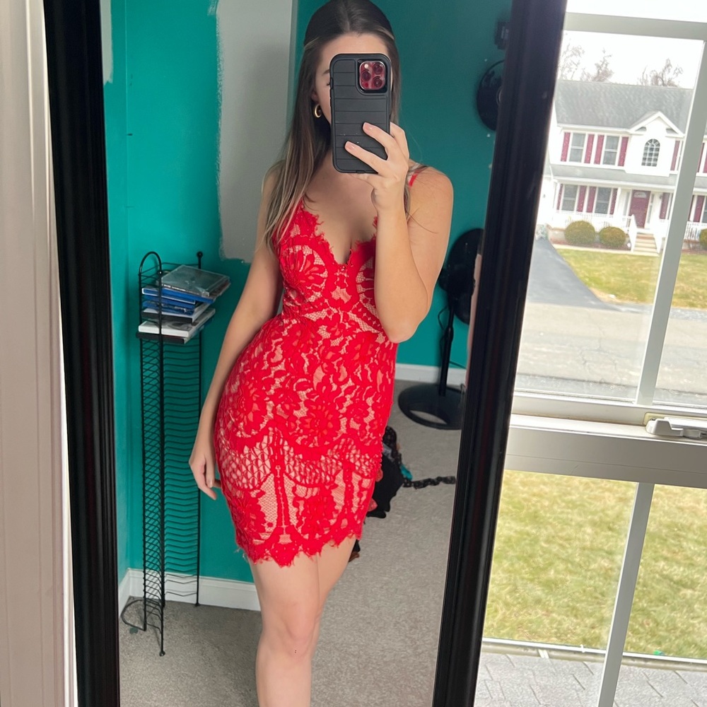Worn once red lace Fashion Nova dress